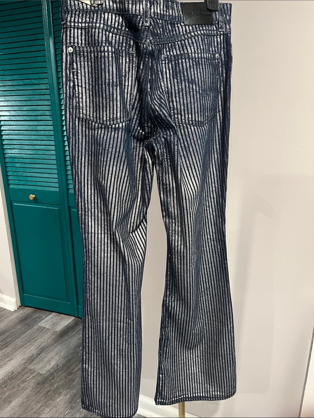 FREE PEOPLE NWT We The Free West Coast Metallic Jeans / Country Blue - Picture 7 of 9